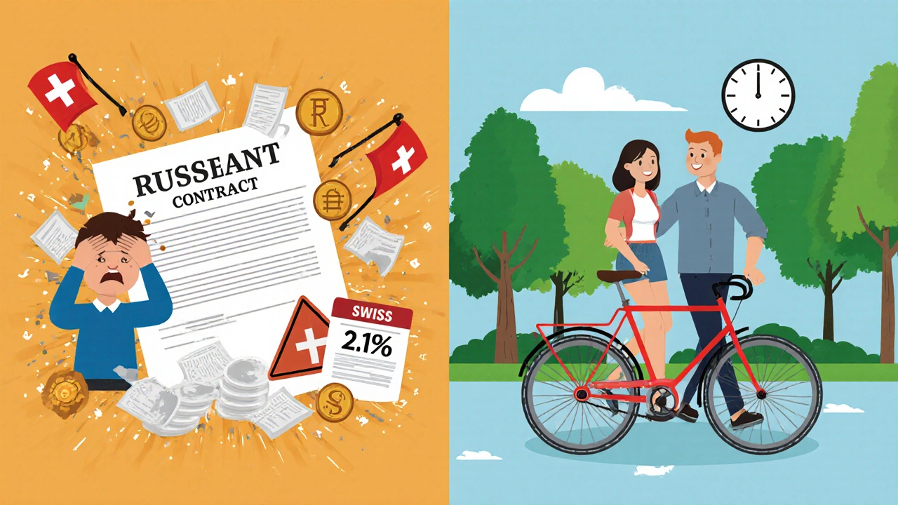 Контраст между финансовой стабильностью в Швейцарии и хаосом в России