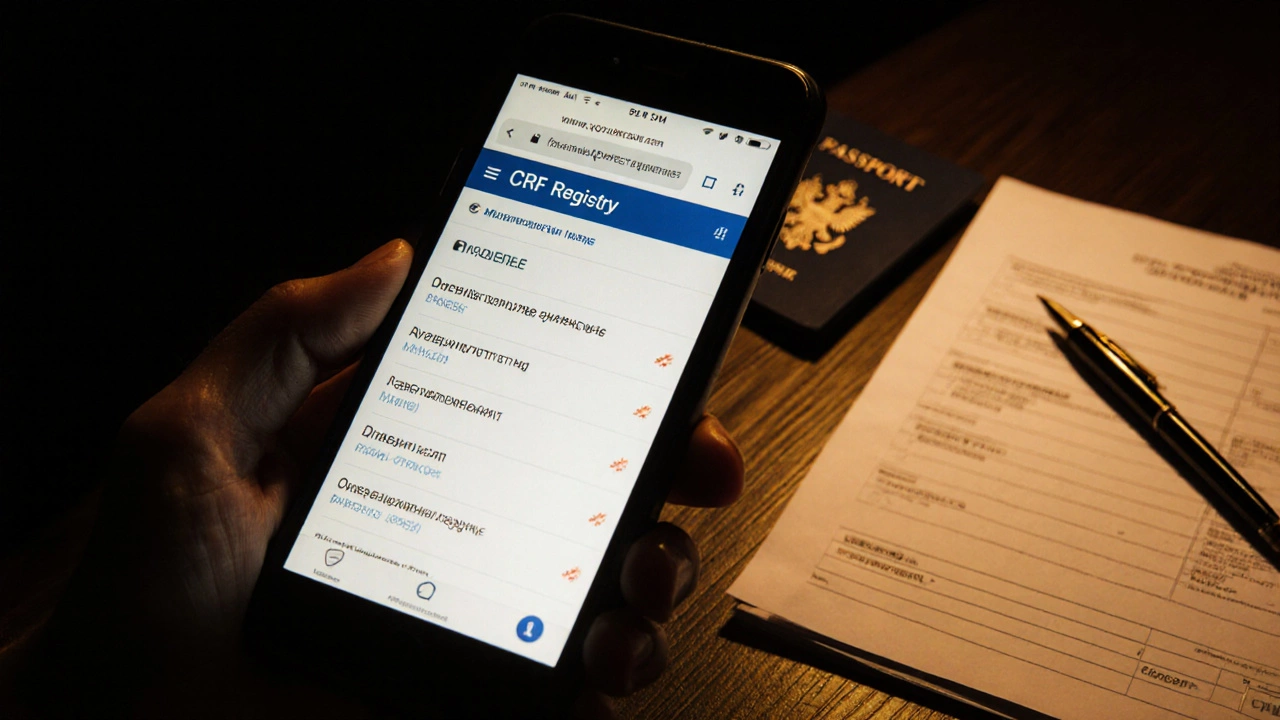 Рука держит телефон с сайтом ЦБ РФ, рядом паспорт и бланк социальной помощи.