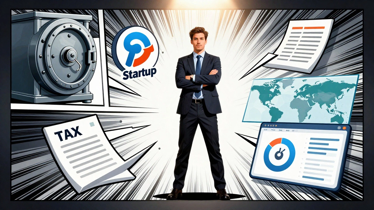 Аналитик в центре с символами различных финансовых профессий вокруг.