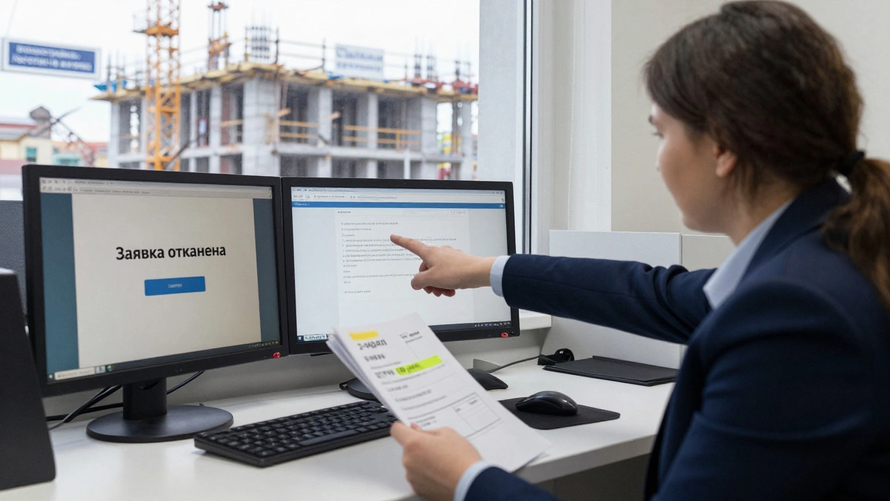 В банке сотрудник показывает отказ в ипотеке, клиент держит правильно оформленные документы