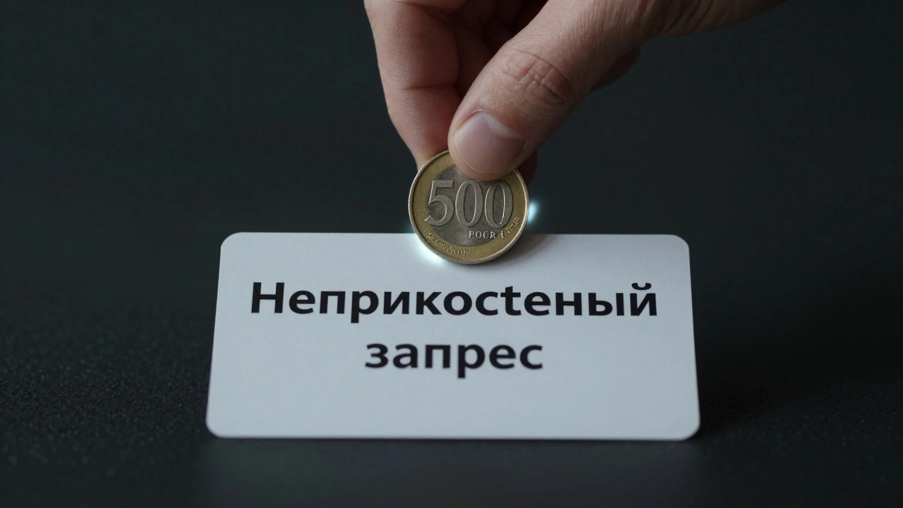 Рука кладет монету в карту, помеченную как 'Неприкосновенный запас', в темном окружении.